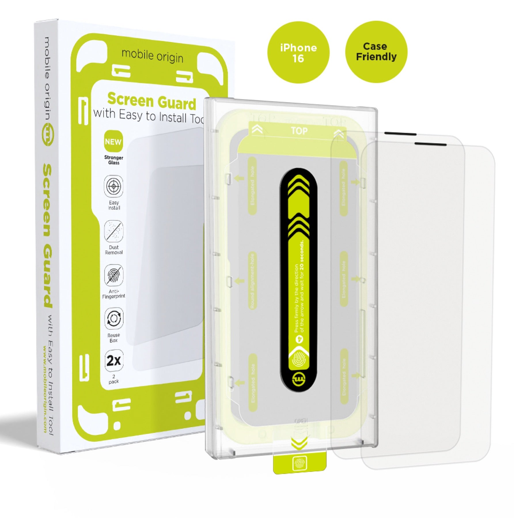 2× زجاج مقوّى لـ iPhone 16 - Mobile Origin Screen Guard زجاج حماية فيلم حماية مقوّى